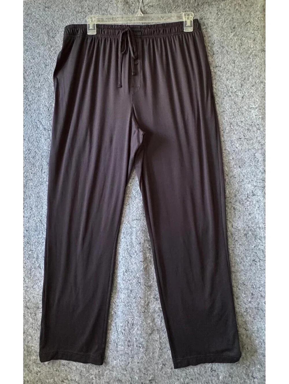 Hanes XL Black Pajama Pants Drawstring Button Fly Pockets 93/7 Poly Spandex NWOT